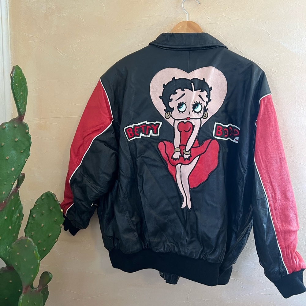 Vintage American Toons Betty Boop Leather Bomber Jacket